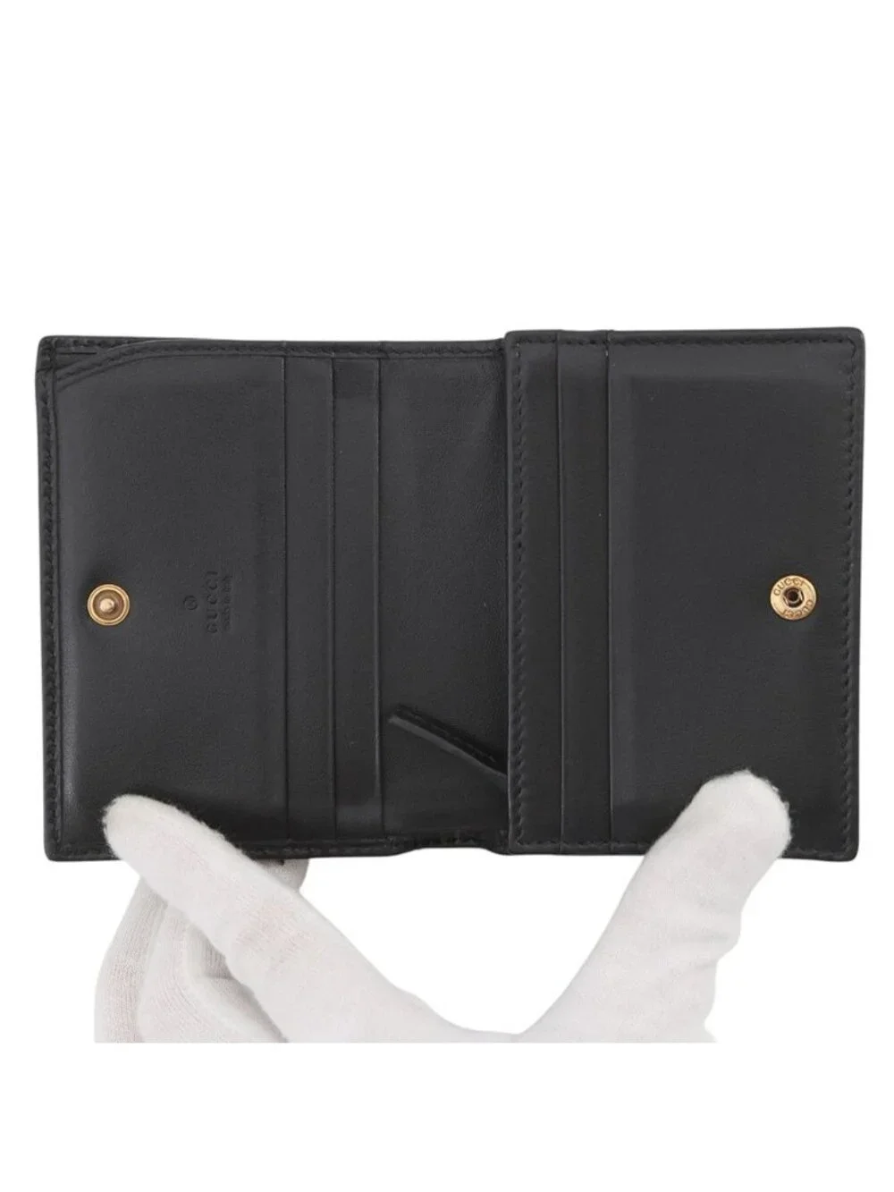 ★SOLD★ Gucci Bifold Wallet GG Marmont Compact Leather Double Black - Picture 4 of 10